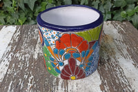 Colorful 7" Round Flower Pot, Talavera Ceramic Planter, Handmade Pottery, Outdoor Garden Decor, Indoor Home Decor, Unique Housewarming Gift