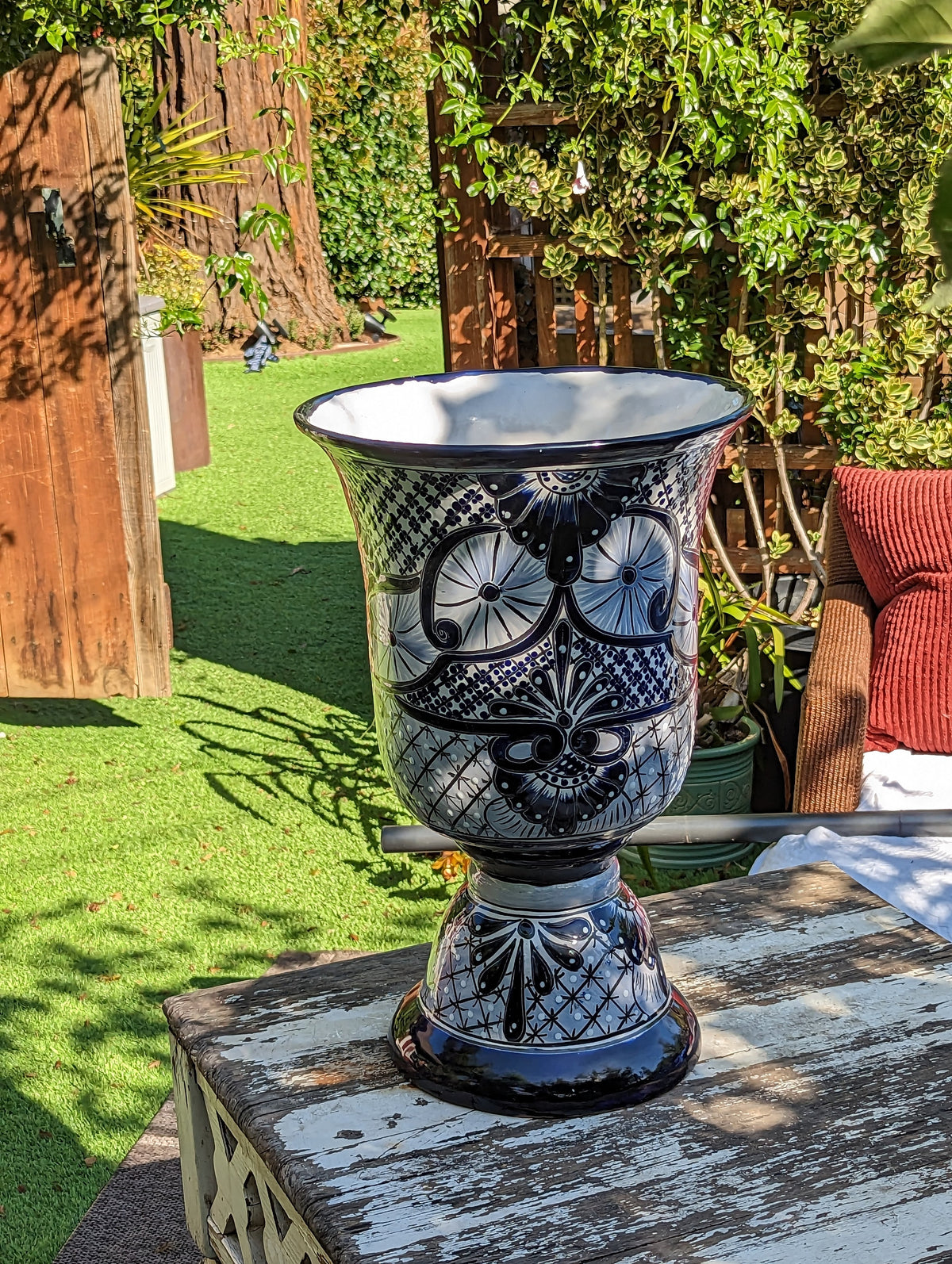 Classic Flower Pot Ships 9-25| Talavera Ceramic Planter is 22" Tall Handmade Mexican Pottery, Outdoor Garden Decor, Home Decor