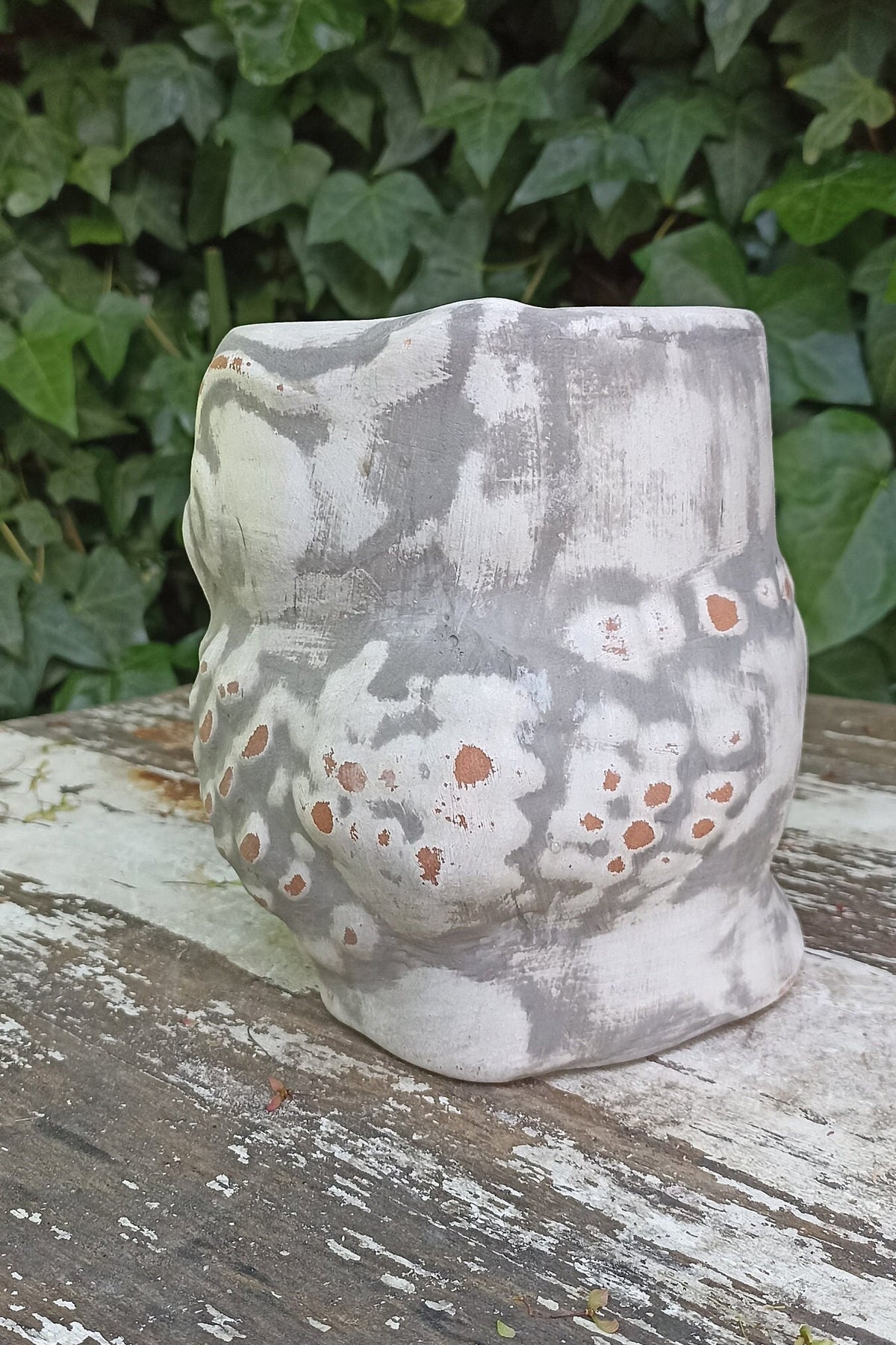 Owl Planter Pot Clay Flower Pot Handmade Mexican Pottery, Owl Gifts, Indoor or Outdoor Planter, Small Gray Owl Decoration