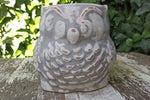 Owl Planter Pot Clay Flower Pot Handmade Mexican Pottery, Owl Gifts, Indoor or Outdoor Planter, Small Gray Owl Decoration