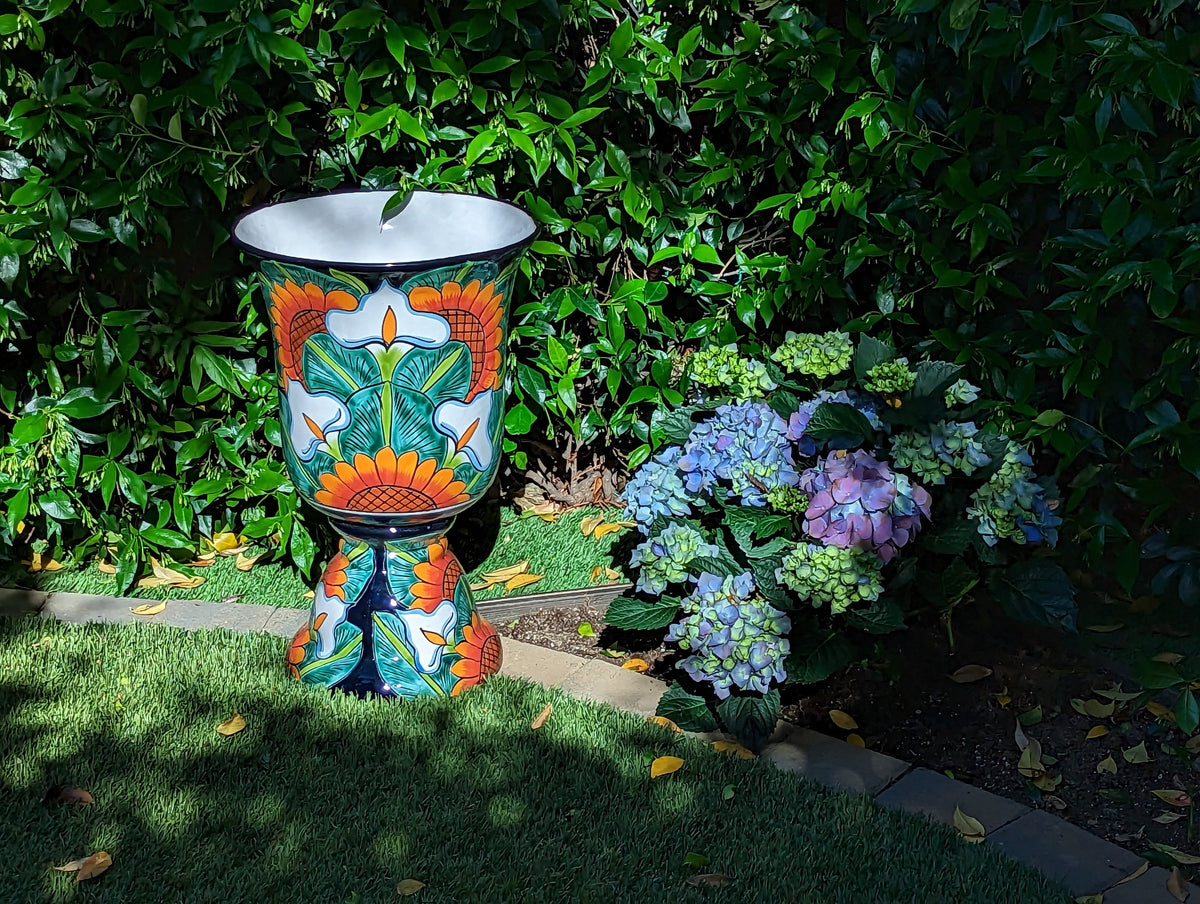 Pre-order Sunflower Lilly Planter Ships 9-25 | 22" Handmade Talavera Cermaic Mexico Pottery, Stunning Outdoor Garden Decor, Home Decor