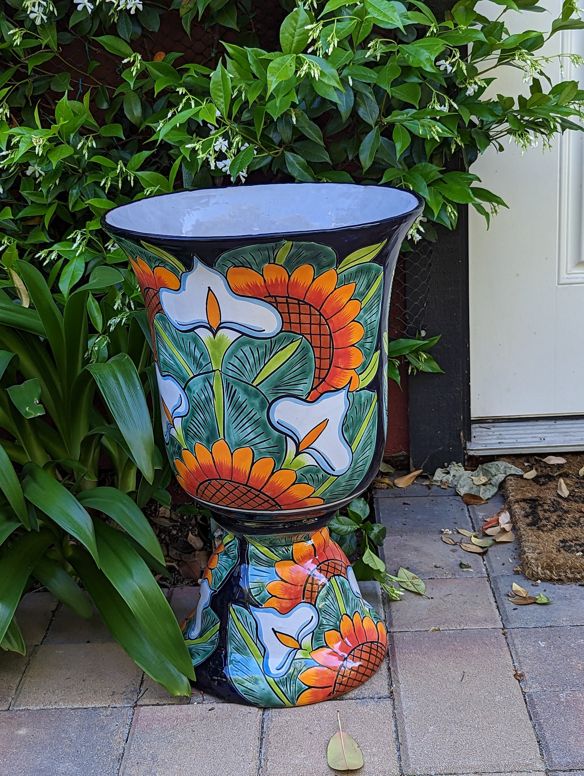 Pre-order Sunflower Lilly Planter Ships 9-25 | 22" Handmade Talavera Cermaic Mexico Pottery, Stunning Outdoor Garden Decor, Home Decor