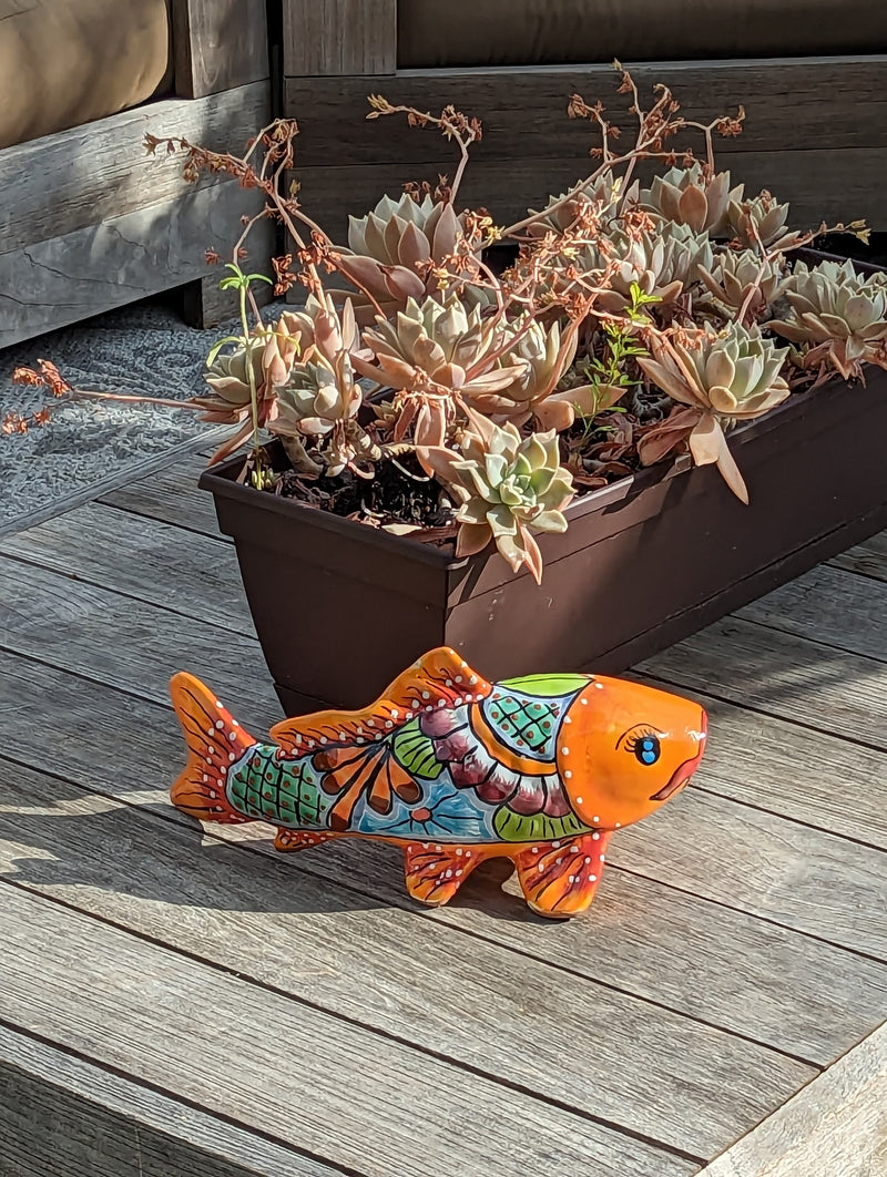 Ceramic Fish, Talavera Pottery Handmade in Mexico, Fish Home Decor, Garden or Porch Decor, Yard Art, Unique Gift for Fish Lovers