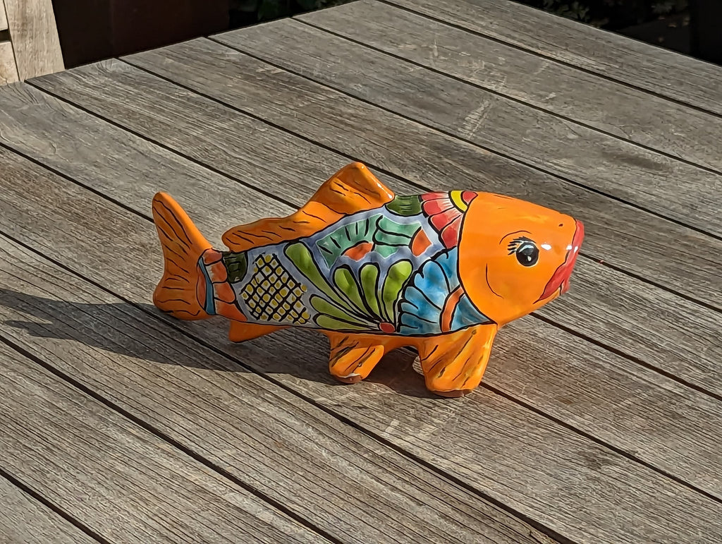 Ceramic Fish, Talavera Pottery Handmade in Mexico, Fish Home Decor, Garden or Porch Decor, Yard Art, Unique Gift for Fish Lovers