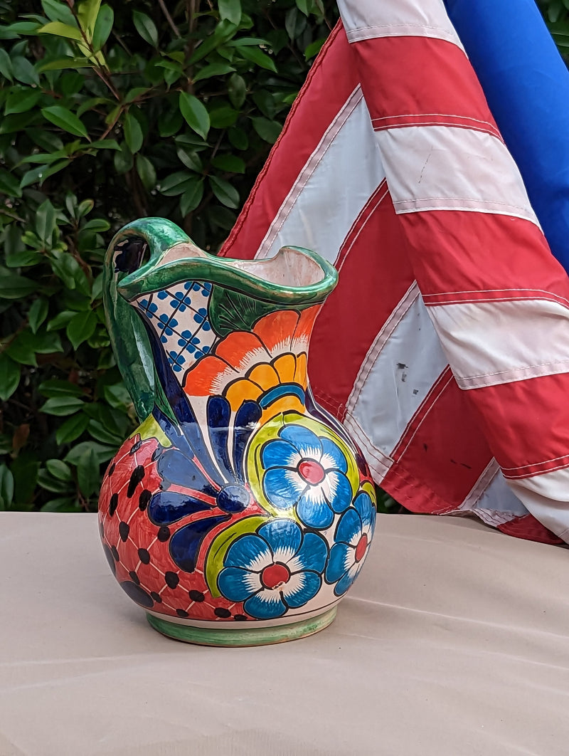 Beverage Pitcher, Handmade Talavera Pottery, Large Pitcher for Water, Lemonade, Drinks, Juice, Home Barware Party Pitcher, Mexican Decor