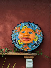 Talavera Sun Wall Art Decor, Ceramic Sun Figurine, Mexica Pottery, Outdoor Decor