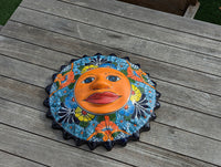 Talavera Sun Wall Art Decor, Ceramic Sun Figurine, Mexica Pottery, Outdoor Decor