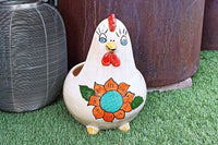 Ceramic Chicken Planter, Flower Pot, Handmade Mexican Pottery from Atzompa, Mexico, Home Decor, Indoor or Outdoor Decor, Charming Plant Pot