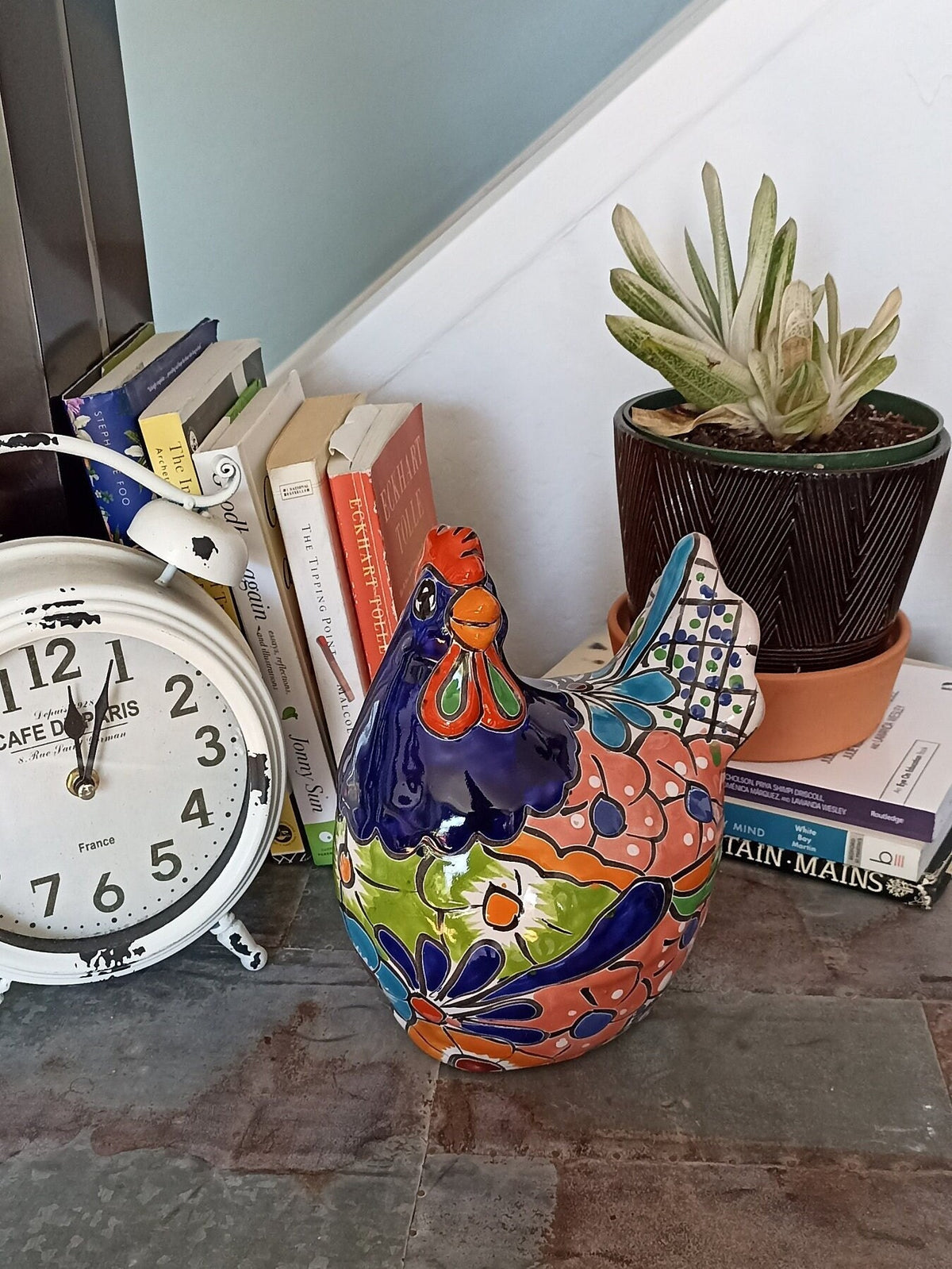 Ceramic Rooster, Talavera Pottery, Handmade in Mexico, Home Decor, Outdoor Garden or Porch Decor, Yard Art, Unique Gift for Chicken Lovers