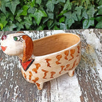 Ceramic Dog Planter, Flower Pot, Handmade Mexican Pottery from Atzompa, Mexico, Home Decor, Indoor or Outdoor Decor, Charming Plant Pot