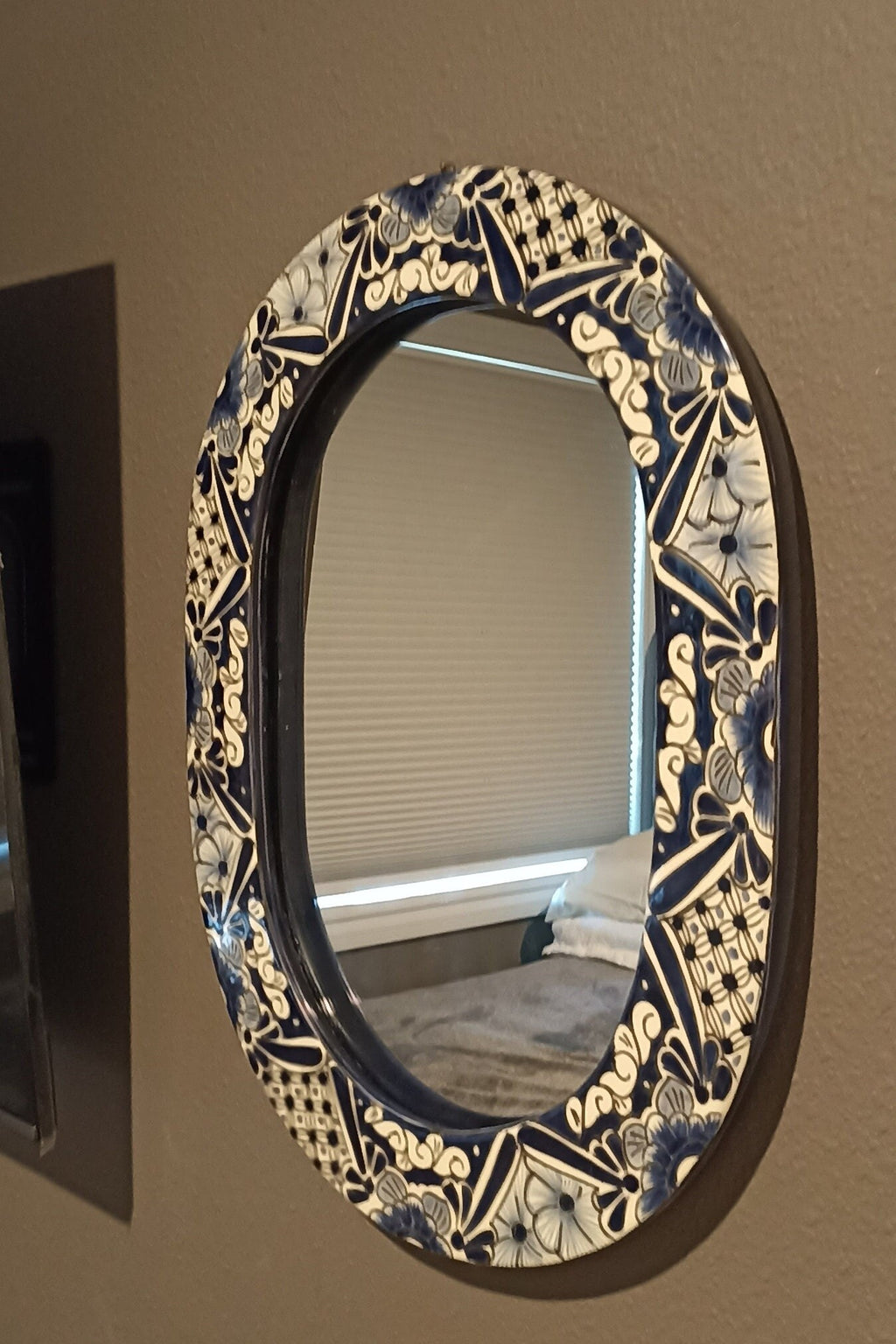 Bathroom Mirror, Talavera Wall Decor, Vanity Mirror, Oval Decorative Mirror, Ceramic Mirror Can Hang Vertically or Horizontally