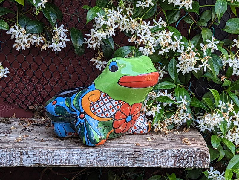 Colorful Frog Flower Pot, Ceramic Planter, Talavera Pottery, Indoor Outdoor Planter, Talavera Pot, Mexican Planter, Small Pot