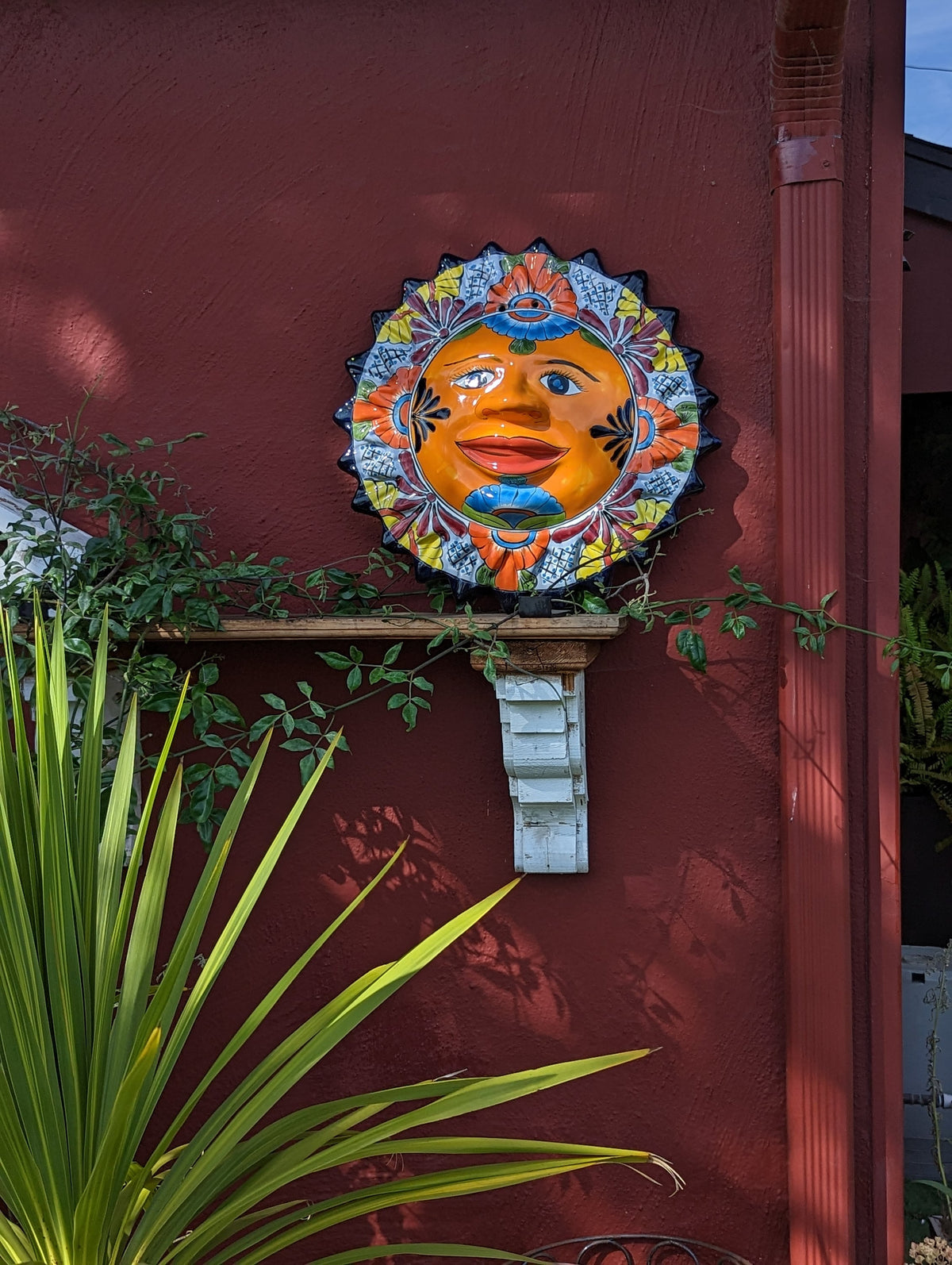 Talavera Sun Wall Art Decor, Ceramic Sun Figurine, Mexica Pottery, Outdoor Decor