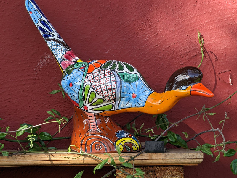 Roadrunner Yard Art, Colorful Bird Art, Talavera Roadrunner Metal Bird Decor, Metal Bird Ornament, Bird Statue Decor For Your Home Or Yard