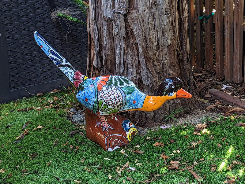 Roadrunner Yard Art, Colorful Bird Art, Talavera Roadrunner Metal Bird Decor, Metal Bird Ornament, Bird Statue Decor For Your Home Or Yard