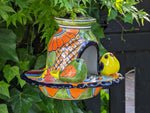 Ceramic Bird Feeder, Talavera Pottery, Decorative Outdoor Hanging Feeder Station w Chain, Handmade Mexican Pottery, Attract Wild Birds