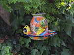 Ceramic Bird Feeder, Talavera Pottery, Decorative Outdoor Hanging Feeder Station w Chain, Handmade Mexican Pottery, Attract Wild Birds