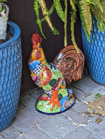 Rooster Statue Garden Decor, Talavera Pottery, Mexican Home Decor, Handmade Rooster Figurine, Indoor Outdoor, Large Decorative Rooster