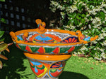 Bird Bath Garden Decor, Talavera Pottery, Handmade Mexican Pedestal & Basin for Birds Doubles as Stunning Yard Art, Gorgeous Outdoor Decor