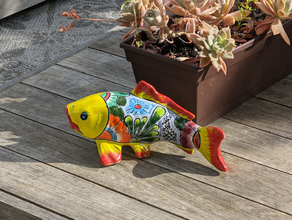 Ceramic Fish, Talavera Pottery Handmade in Mexico, Fish Home Decor, Garden or Porch Decor, Yard Art, Unique Gift for Fish Lovers