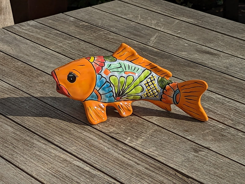 Ceramic Fish, Talavera Pottery Handmade in Mexico, Fish Home Decor, Garden or Porch Decor, Yard Art, Unique Gift for Fish Lovers