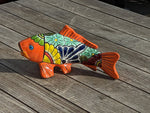 Ceramic Fish, Talavera Pottery Handmade in Mexico, Fish Home Decor, Garden or Porch Decor, Yard Art, Unique Gift for Fish Lovers