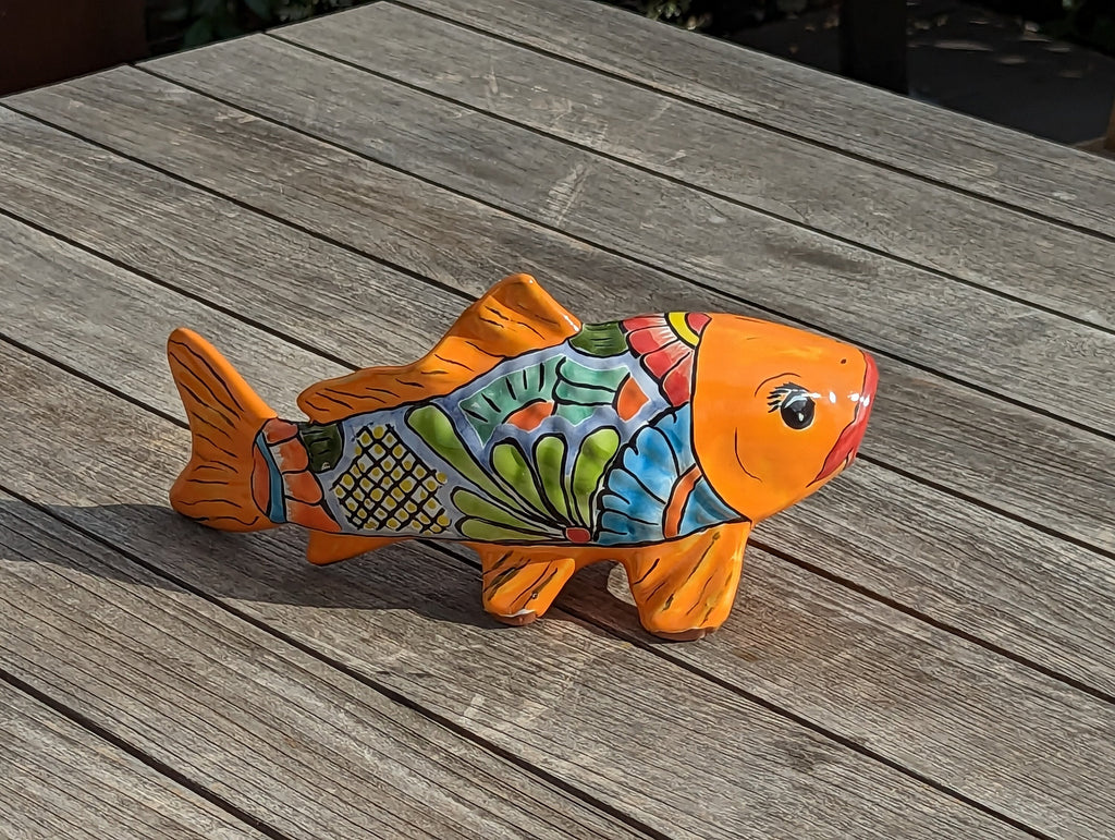 Ceramic Fish, Talavera Pottery Handmade in Mexico, Fish Home Decor, Garden or Porch Decor, Yard Art, Unique Gift for Fish Lovers