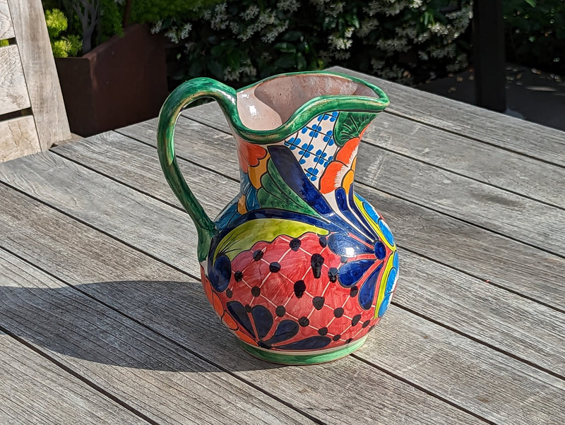 Beverage Pitcher, Handmade Talavera Pottery, Large Pitcher for Water, Lemonade, Drinks, Juice, Home Barware Party Pitcher, Mexican Decor