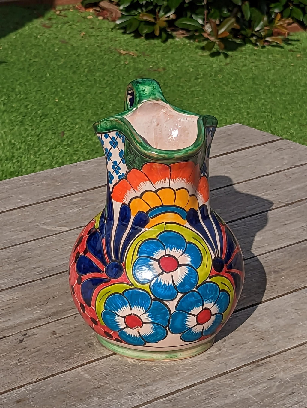Beverage Pitcher, Handmade Talavera Pottery, Large Pitcher for