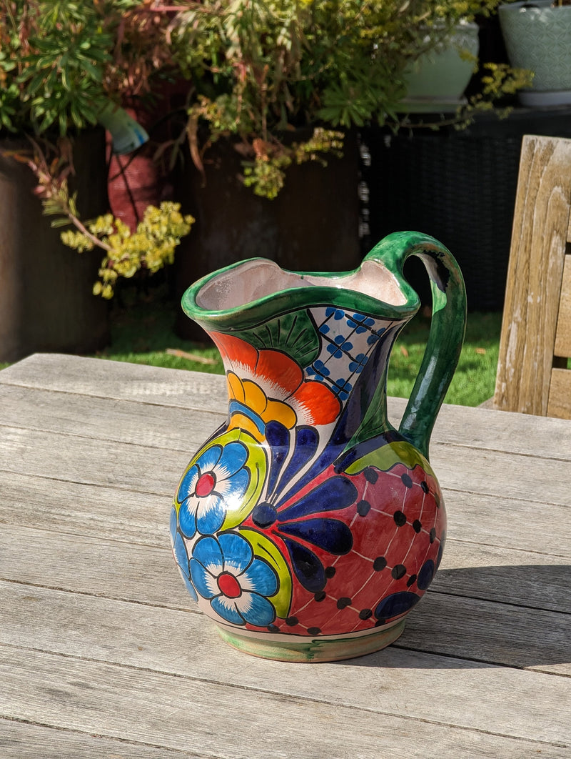 Beverage Pitcher, Handmade Talavera Pottery, Large Pitcher for Water, Lemonade, Drinks, Juice, Home Barware Party Pitcher, Mexican Decor