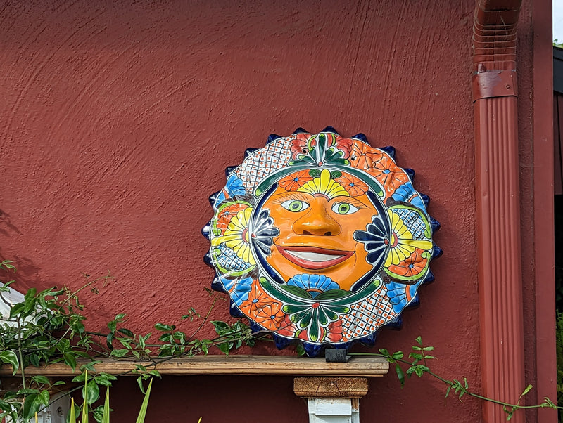 Talavera Sun Wall Art Decor, Ceramic Sun Figurine, Mexican Pottery, Outdoor Decor