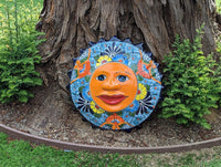 Talavera Sun Wall Art Decor, Ceramic Sun Figurine, Mexica Pottery, Outdoor Decor