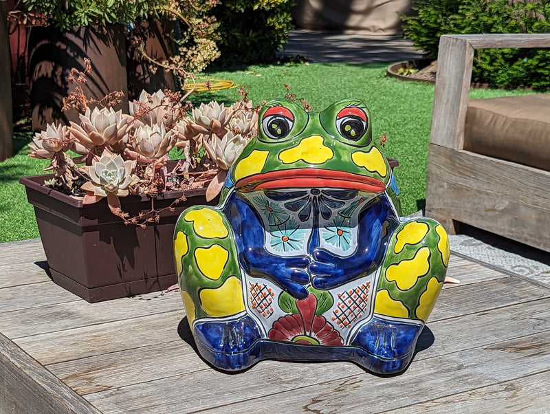 Frog Flower Pot, Colorful Ceramic Planter, Talavera Pottery, Indoor Outdoor Planter, Talavera Pot, Mexican Planter, Handmade Frog Pot, Large