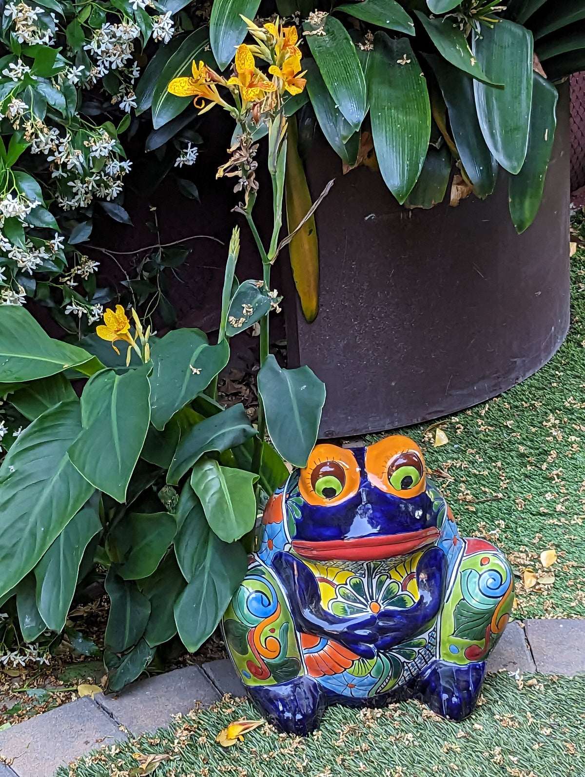Frog Flower Pot, Colorful Ceramic Planter, Talavera Pottery, Indoor Outdoor Planter, Talavera Pot, Mexican Planter, Handmade Frog Pot, Large