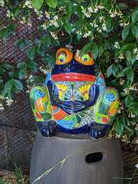 Frog Flower Pot, Colorful Ceramic Planter, Talavera Pottery, Indoor Outdoor Planter, Talavera Pot, Mexican Planter, Handmade Frog Pot, Large
