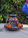 Ceramic Bird Feeder, Talavera Pottery, Decorative Outdoor Hanging Feeder Station w Chain, Handmade Mexican Pottery, Attract Wild Birds