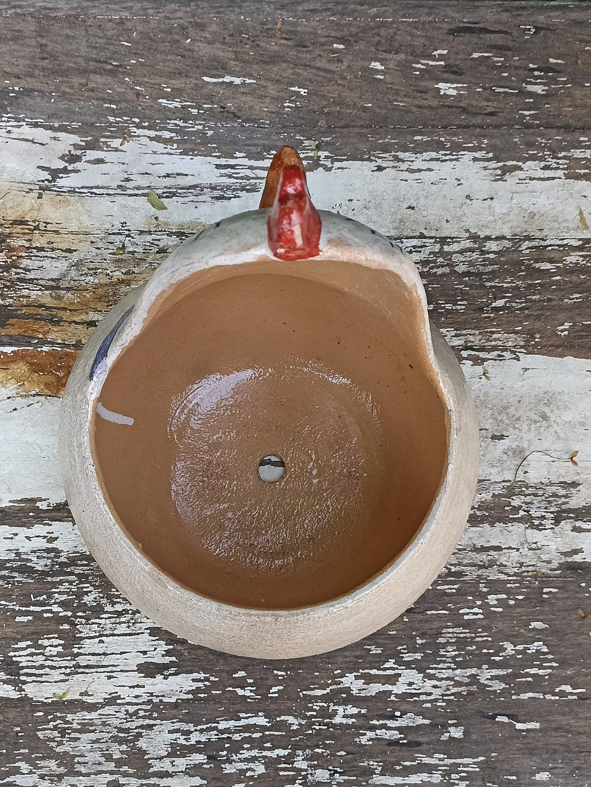 Ceramic Chicken Planter, Flower Pot, Handmade Mexican Pottery from Atzompa, Mexico, Home Decor, Indoor or Outdoor Decor, Charming Plant Pot