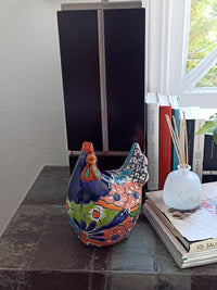 Ceramic Rooster, Talavera Pottery, Handmade in Mexico, Home Decor, Outdoor Garden or Porch Decor, Yard Art, Unique Gift for Chicken Lovers