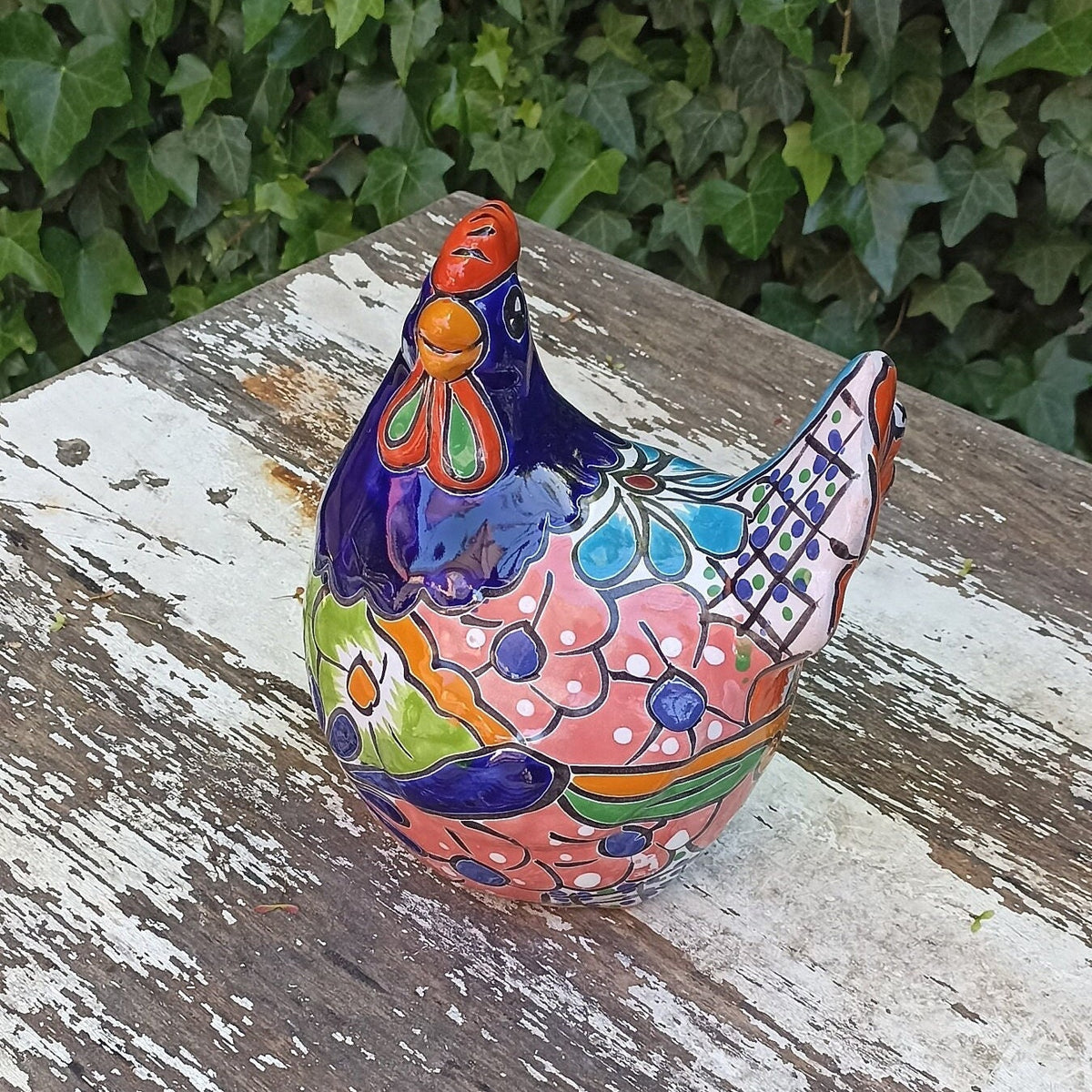 Ceramic Rooster, Talavera Pottery, Handmade in Mexico, Home Decor, Outdoor Garden or Porch Decor, Yard Art, Unique Gift for Chicken Lovers