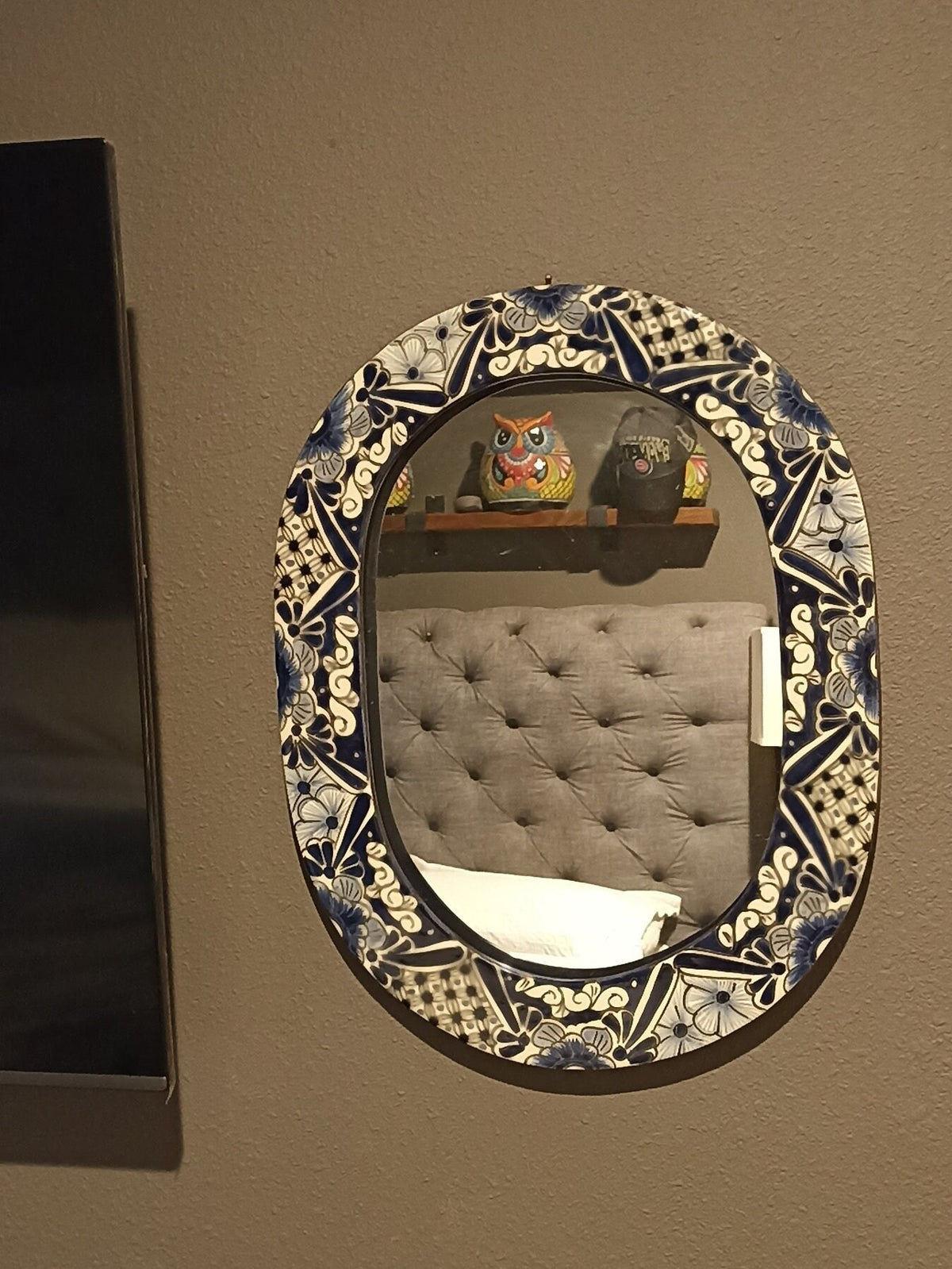 Bathroom Mirror, Talavera Wall Decor, Vanity Mirror, Oval Decorative Mirror, Ceramic Mirror Can Hang Vertically or Horizontally