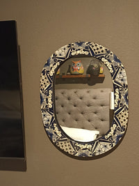 Bathroom Mirror, Talavera Wall Decor, Vanity Mirror, Oval Decorative Mirror, Ceramic Mirror Can Hang Vertically or Horizontally