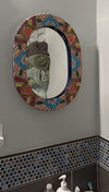 Bathroom Mirror, Talavera Wall Decor, Vanity Mirror, Oval Decorative Mirror, Ceramic Mirror Can Hang Vertically or Horizontally