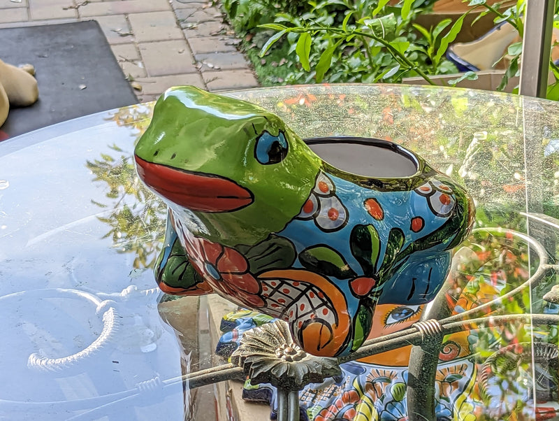 Colorful Frog Flower Pot, Ceramic Planter, Talavera Pottery, Indoor Outdoor Planter, Talavera Pot, Mexican Planter, Small Pot