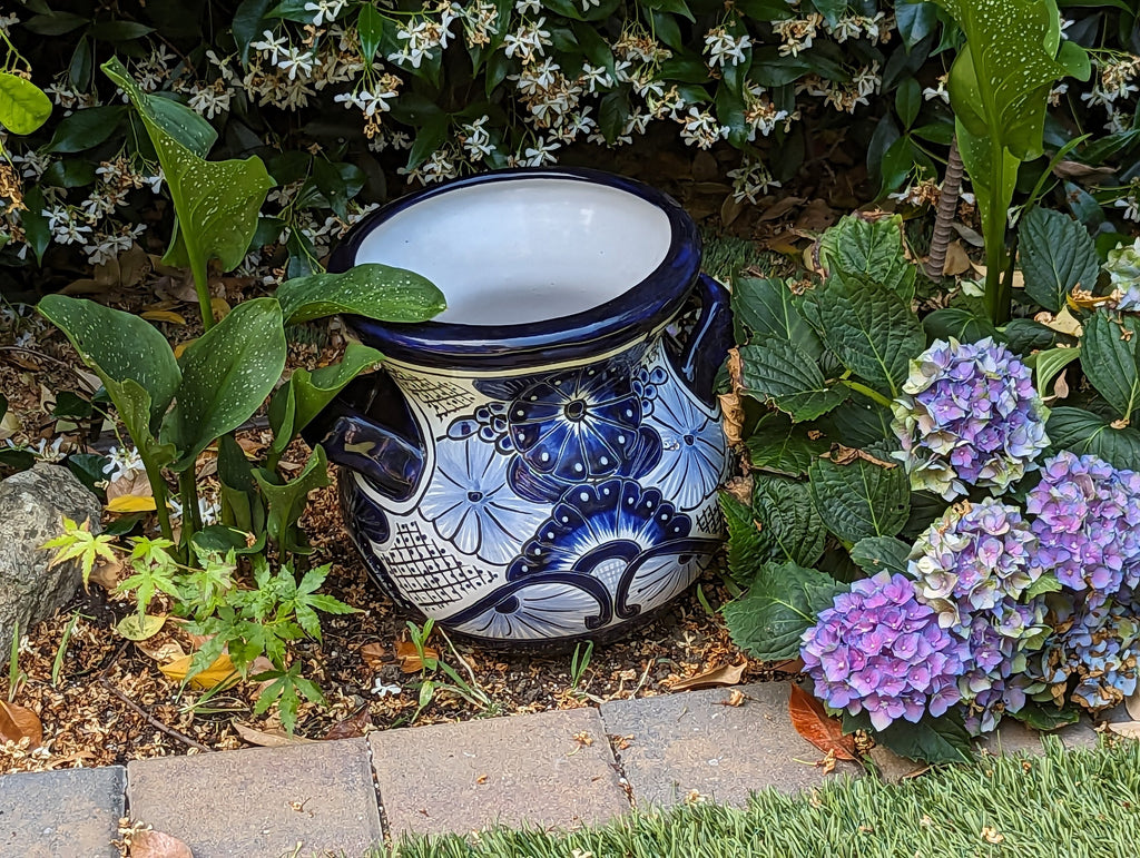 Colorful 10.5" Round Planter, Talavera Ceramic Flower Pot, Handmade Pottery, Outdoor Garden Decor, Indoor Home Decor, Unique Gift