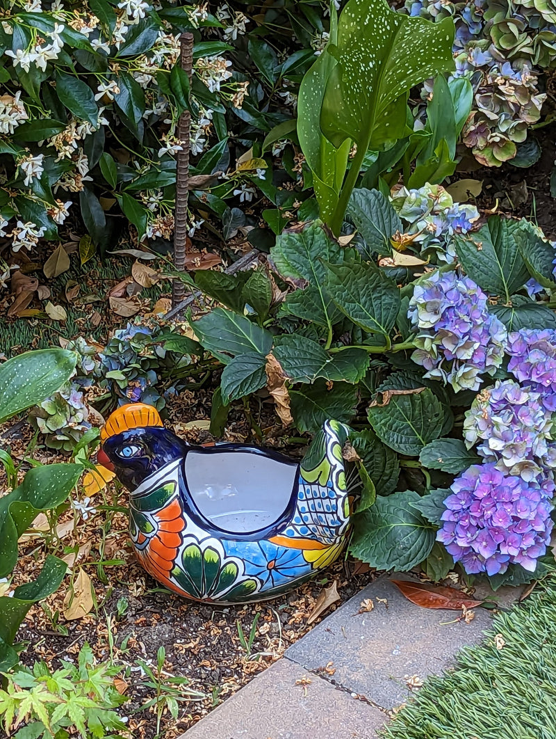 Chicken Flower Pot, Ceramic Talavera Planter, Handmade Mexican Pottery, Indoor Planter, Outdoor Pot, Colorful Home Decor, Small Planter Pot