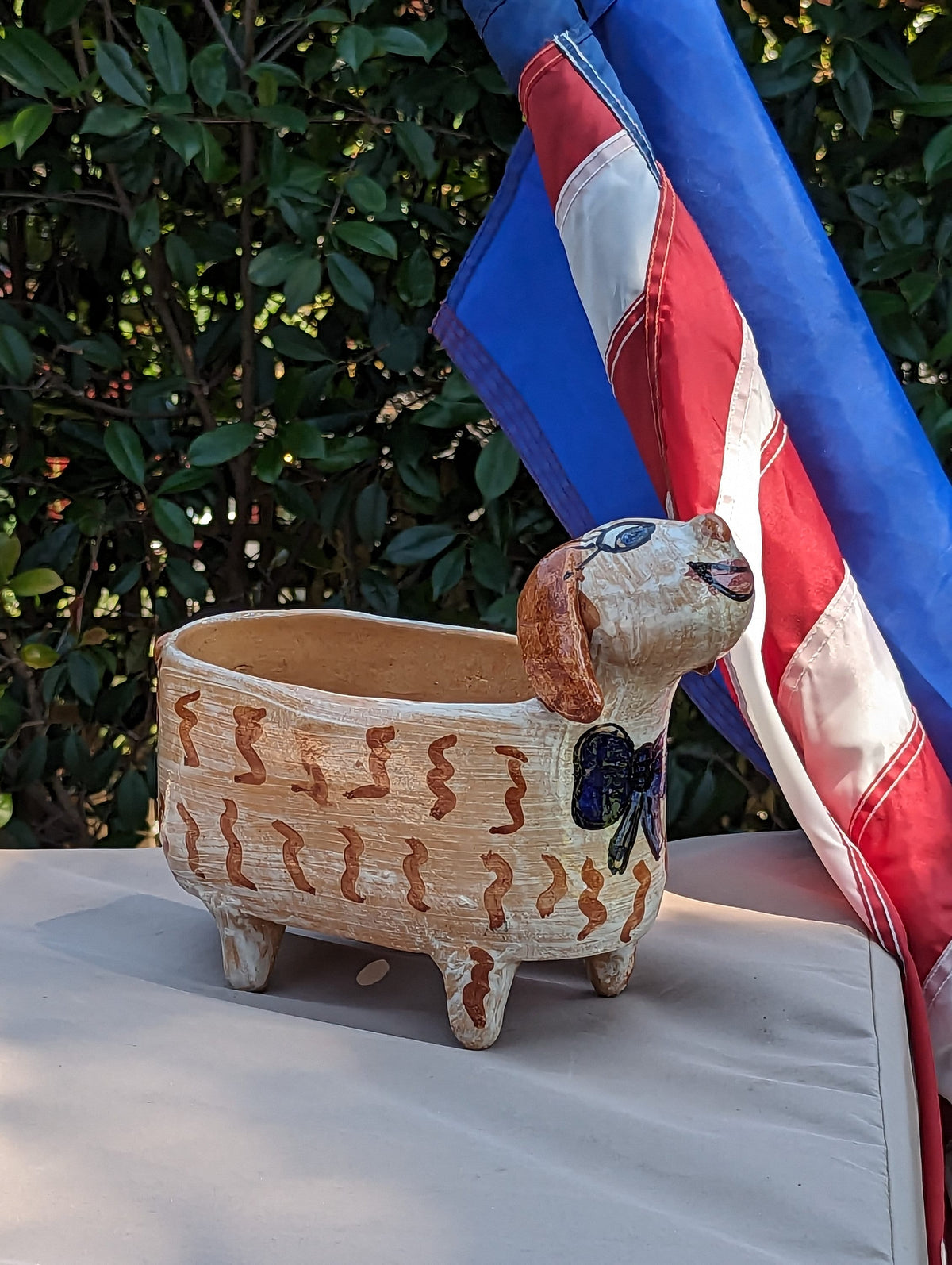 Ceramic Dog Planter, Flower Pot, Handmade Mexican Pottery from Atzompa, Mexico, Home Decor, Indoor or Outdoor Decor, Charming Plant Pot