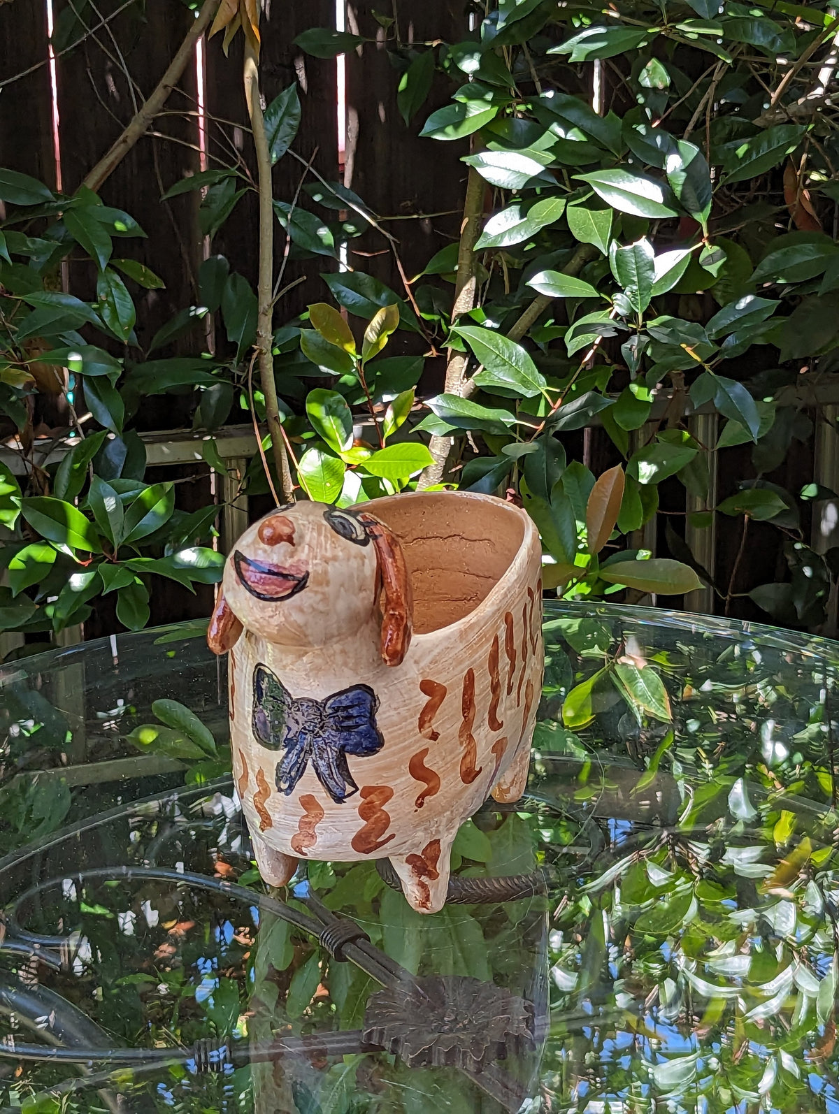 Ceramic Dog Planter, Flower Pot, Handmade Mexican Pottery from Atzompa, Mexico, Home Decor, Indoor or Outdoor Decor, Charming Plant Pot