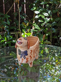 Ceramic Dog Planter, Flower Pot, Handmade Mexican Pottery from Atzompa, Mexico, Home Decor, Indoor or Outdoor Decor, Charming Plant Pot