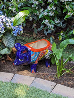 Ceramic Planter, Cute Pig Flower Pot, Pig Decor, Flower Pots Outdoor, Talavera Pottery, Handmade, Cute Pig Gift, Ceramic Pig Figurine