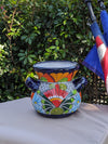 Colorful 10.5" Round Planter, Talavera Ceramic Flower Pot, Handmade Pottery, Outdoor Garden Decor, Indoor Home Decor, Unique Gift